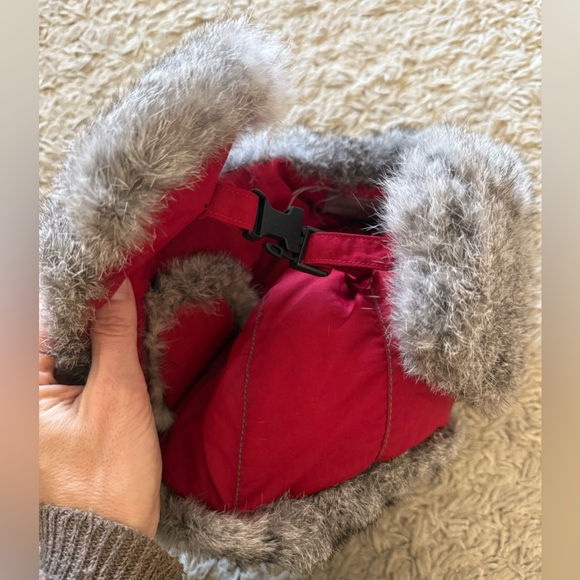 Mad Bomber Rabbit Fur Trapper Hat Red w/ Natural Rabbit Fur L Large Warm Winter - Picture 3 of 8